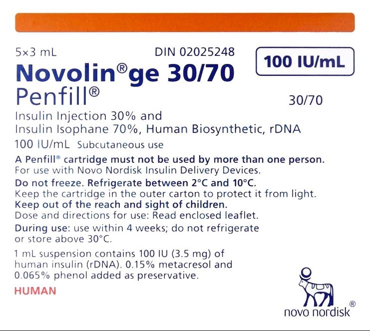Novolin GE 30/70 Penfill Cartridge