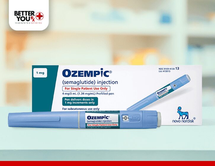 Ozempic pen injection with its box close up image