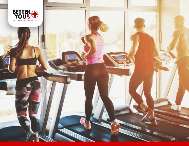 Group of people running on the treadmill