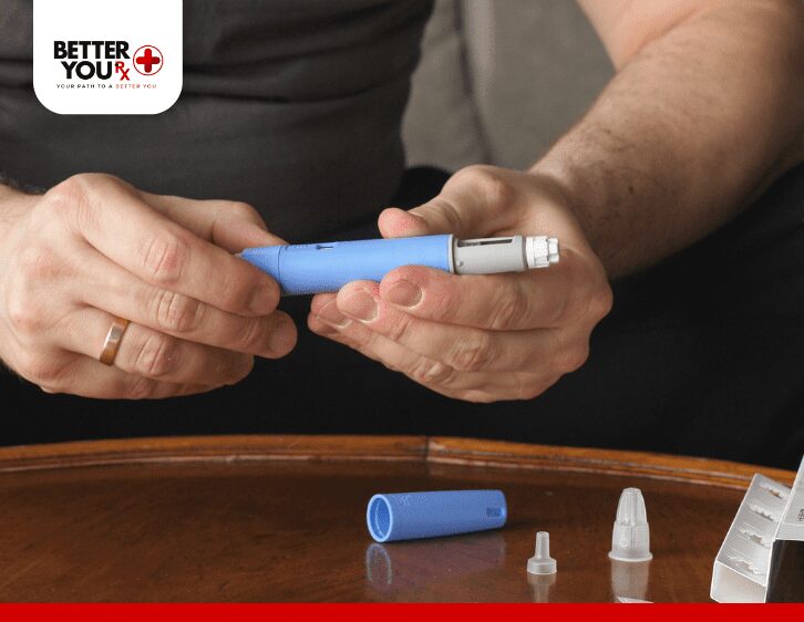 Man checking ozempic pen