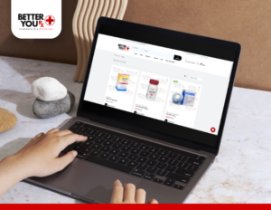  Image of a person using a laptop to order medication online