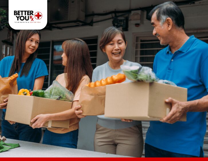 Family preparing food together