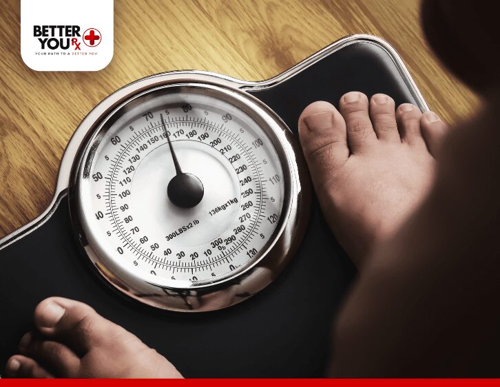 Woman checking her Weight in weighing scale