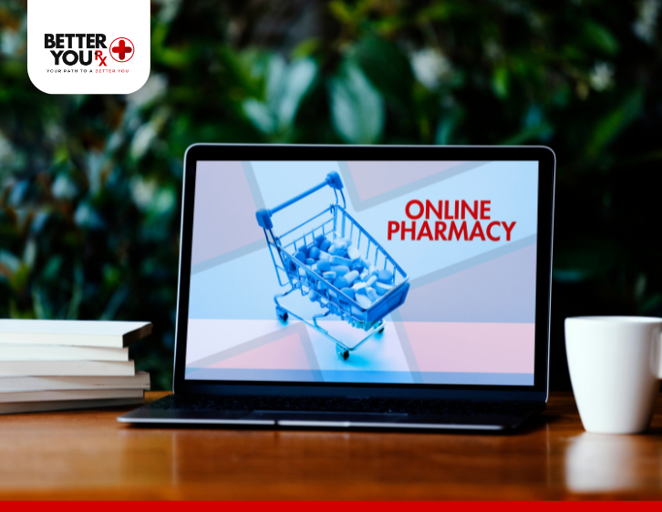 Laptop with online pharmacy on screen