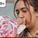 Woman coughing with tissue, respiratory infection concept with bacteria illustration | Better You Rx
