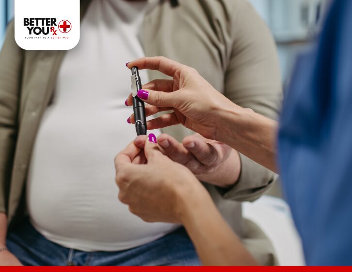 Diabetic patient checking his sugar level