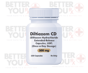 Diltiazem CD 300 mg extended-release capsules bottle, Rx only for hypertension | Better You Rx