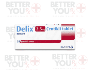 Delix 2.5mg Çentikli Tablet (Ramipril) 28 tablets box by Sanofi for blood pressure | Better You Rx