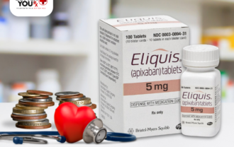 Eliquis apixaban box and bottle on the table