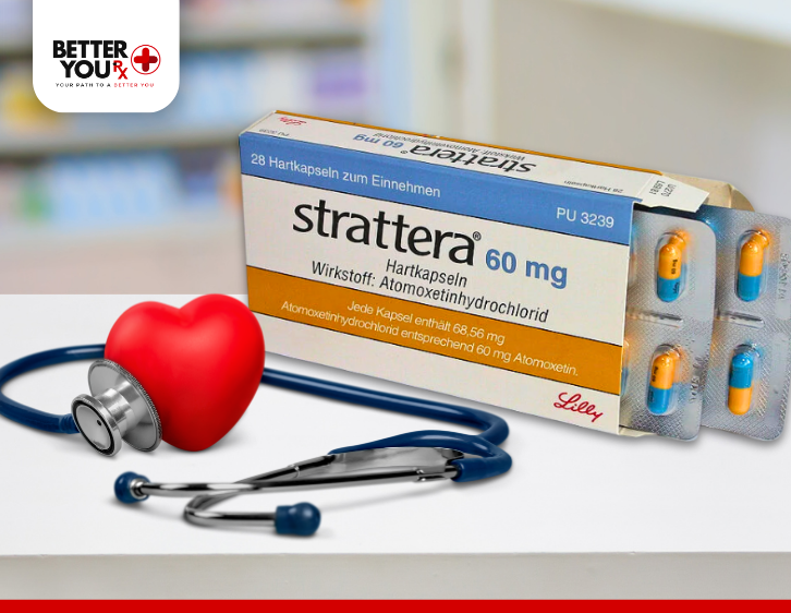 Atomoxetine medication for ADHD treatment with stethoscope and heart model | Better You Rx