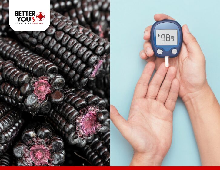 Black corn and blood sugar monitoring concept for diabetes health benefits | Better You Rx
