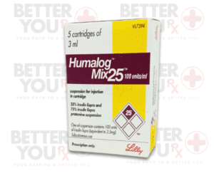 Humalog Mix25 insulin lispro 100 IU/mL cartridge for diabetes management 3mL 5-pack | Better You Rx