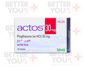 Actos 30 mg pioglitazone tablets for diabetes, 28-tablet pack for glycemic control | Better You Rx