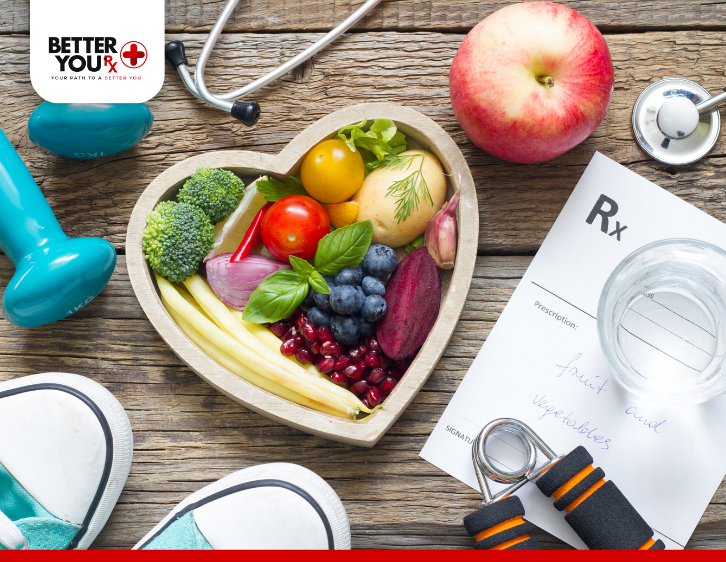 vegetables and fruits on the table with heart shape bowl