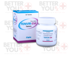 Tenvir-EM Tablets by Cipla for HIV treatment, bottle and box packaging displayed | Better You Rx