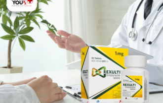 Rexulti box on doctor table in front of patient