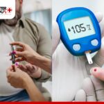 Glucometer reading 105 mg/dL with finger prick blood test for diabetes monitoring | Better You Rx