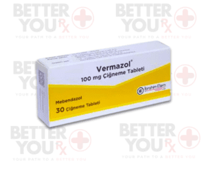 Vermazol 100mg chewable tablet (Mebendazole) for treating parasitic worm infections | Better You Rx