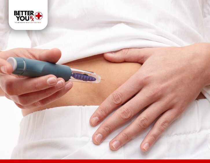diabetic injecting insulin to her belly
