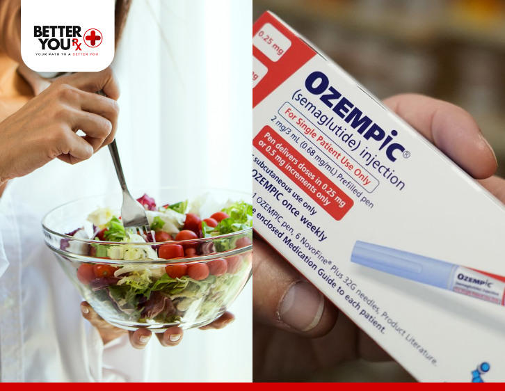 ozempic box and healthy foods