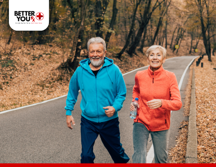 Old couple jogging to prevent high blood pressure