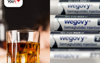 Glass of whiskey with Wegovy (semaglutide) pens, showing potential interaction risks | Better You Rx