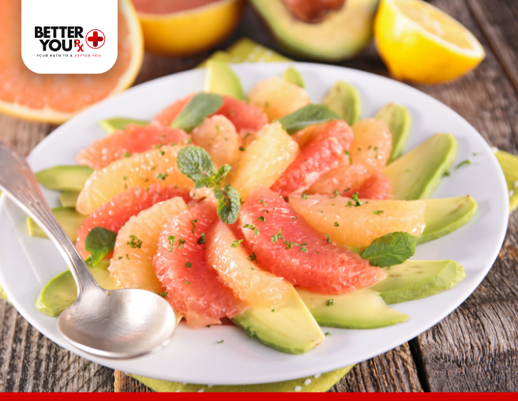 sliced Grapefruit on the plate