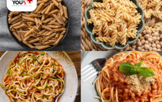 Various pasta: whole wheat penne, fusilli, zucchini, and spaghetti with sauce. | Better You Rx