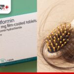 Metformin 500 mg tablets beside a brush with hair loss, showing possible side effect | Better You Rx