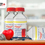 Fiasp insulin aspart vials with red caps, and stethoscope, for diabetes management. | Better You Rx