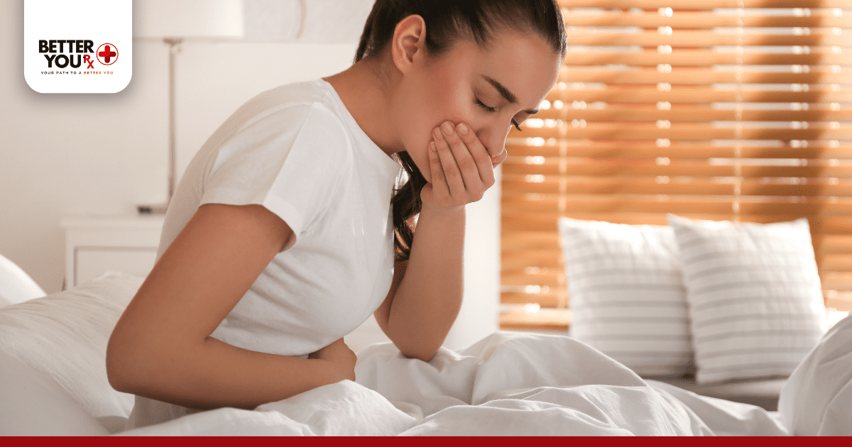 girl about to puke eating foods that triggering Ozempic nausea