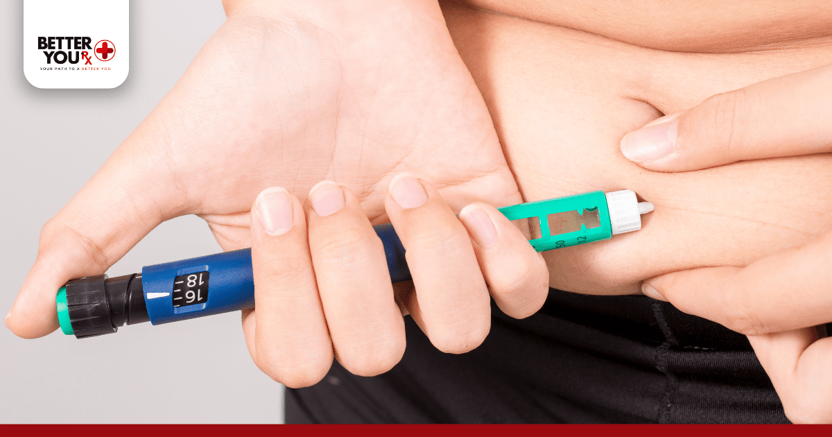 close up of ozempic being injected to the belly