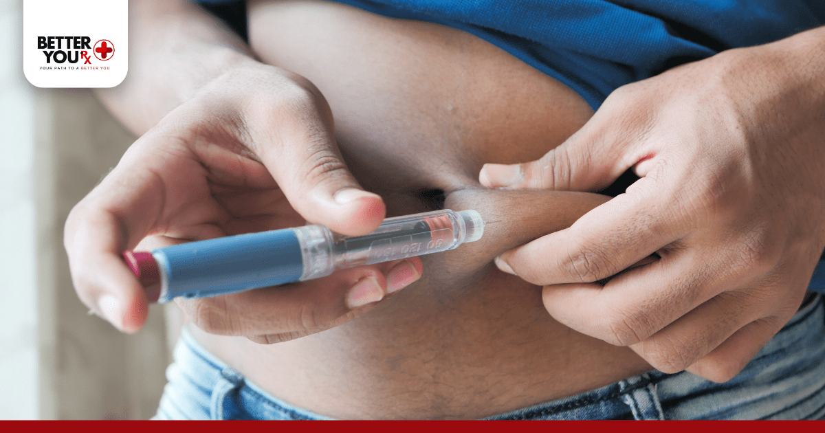 close up of an ozempic injection to the stomach