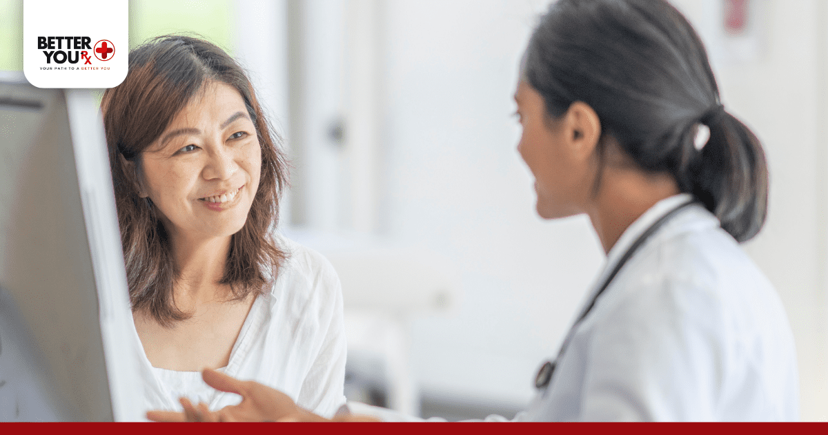 fmale patient and doctor talking about ozempic and blood pressure