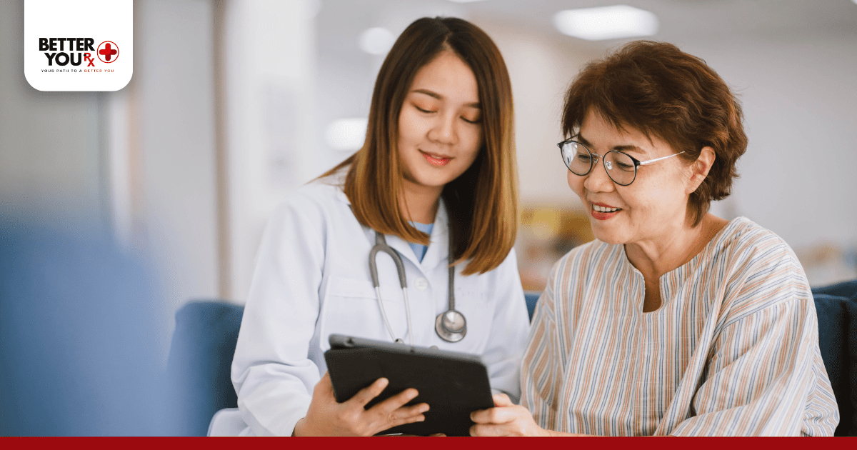 female doctor showing a female patient on how ozempic help lose weight