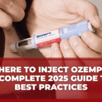 blog banner titled "Where to Inject Ozempic_ A Complete 2025 Guide to Best Practices" with ozempic injection