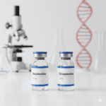 A clean infographic-style chart displaying weight loss percentages achieved with Retatrutide vs Tirzepatide over time, using different colored bars or lines on a simple graph